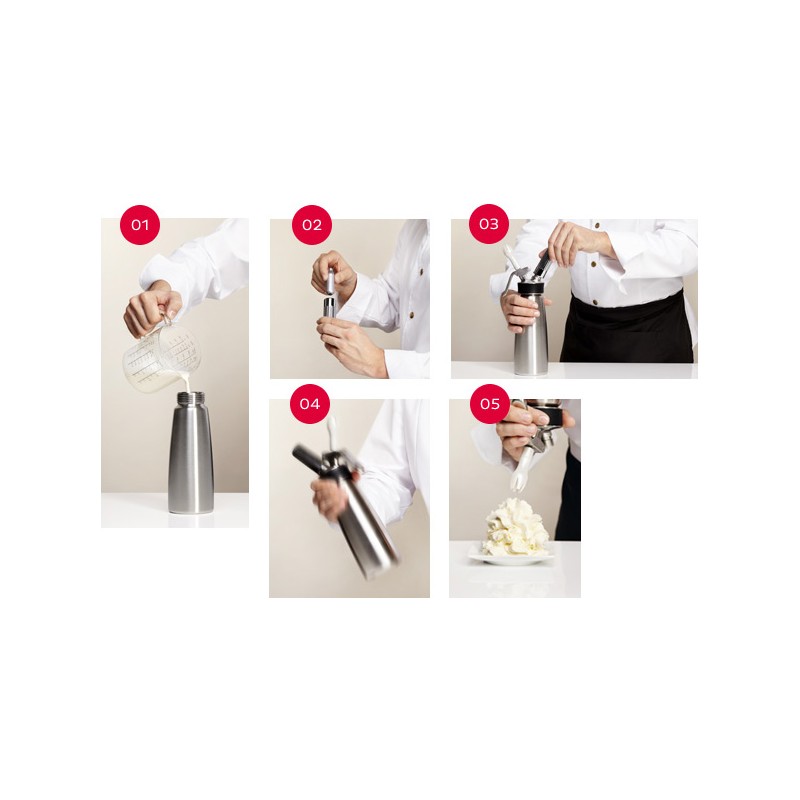 Bombolette Panna Mosa Euronova 90117 - Acciaio Inox, Confezione Da 10, Per Cucina Professionale