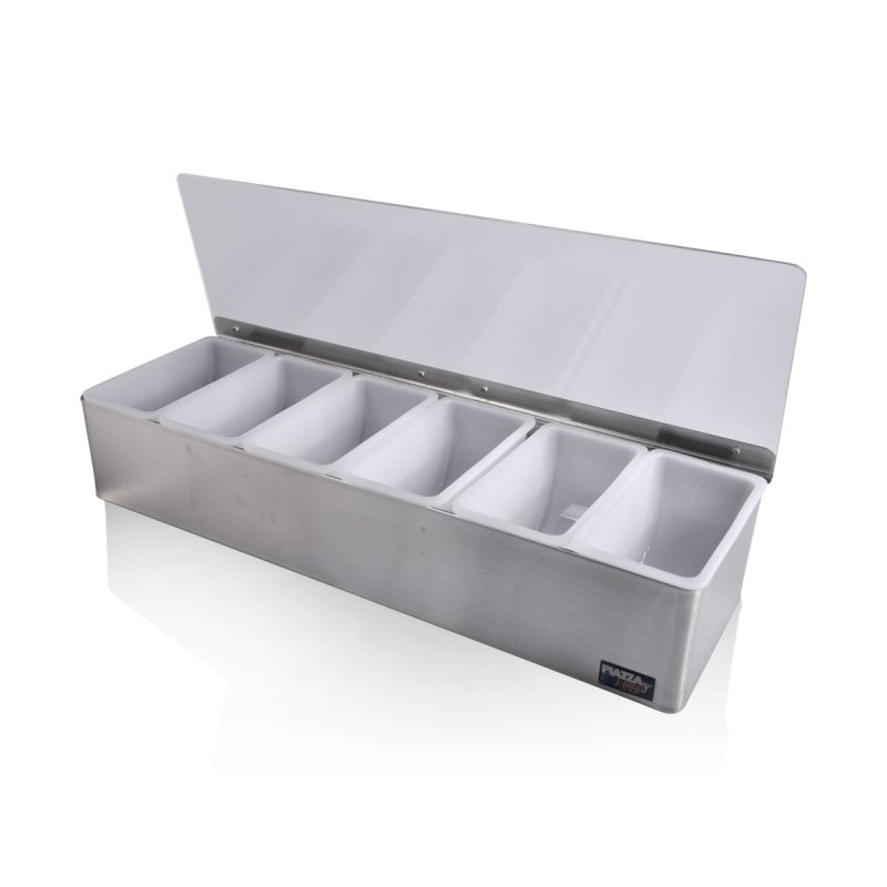 Espositore Portacondimenti In Acciaio Inox Con 6 Contenitori - Ideale Per Ristoranti E Cucine