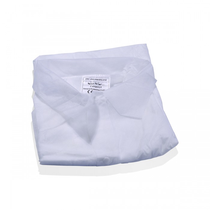 TNT white coat XXL front closure - 50 pieces