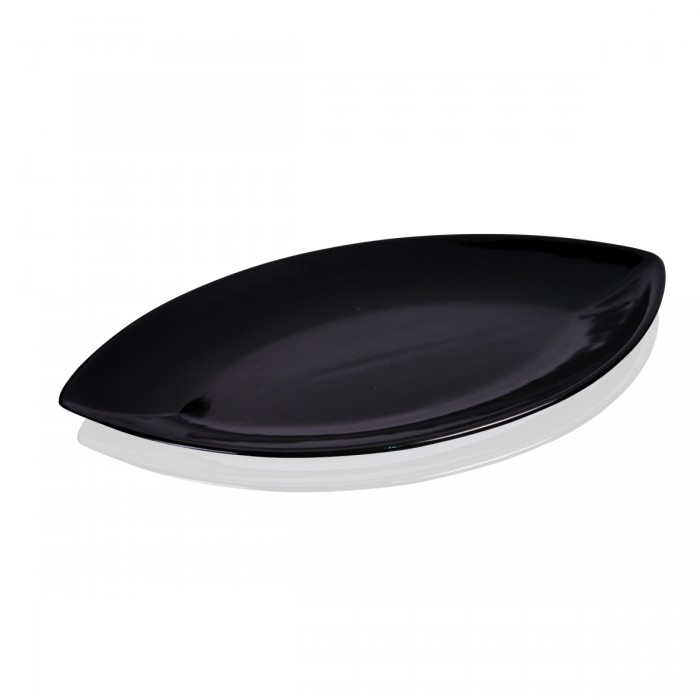 Piatto Ovale Luna Nero 35x20 cm