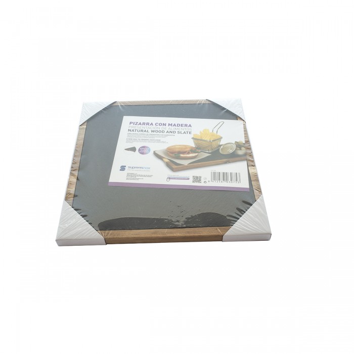 FLAT SLATE WITH WOOD 25X25 cm