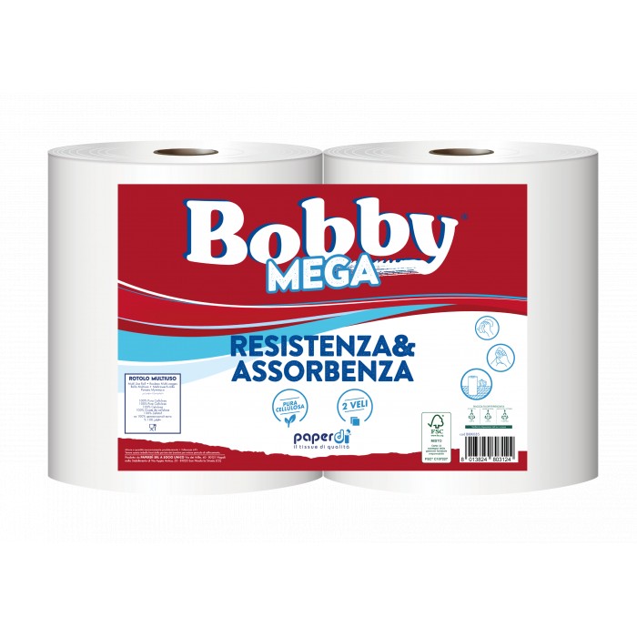 Bobina Bobby Pura Cellulosa 2 rotoli